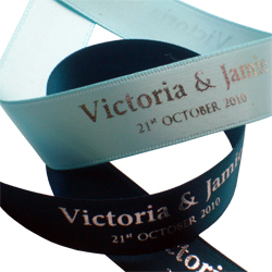 wedding ribbon in various styles and colours. personalised wedding ribbon as well