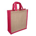 250mm Raspberry/Natural Jute Bags