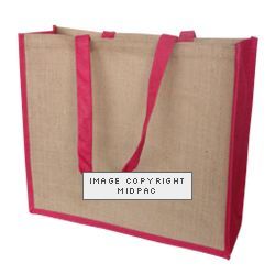 410mm Raspberry/Natural Jute Bags