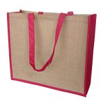 410mm Raspberry/Natural Jute Bags