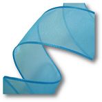 23mm Med Blue Wire Edge Ribbon