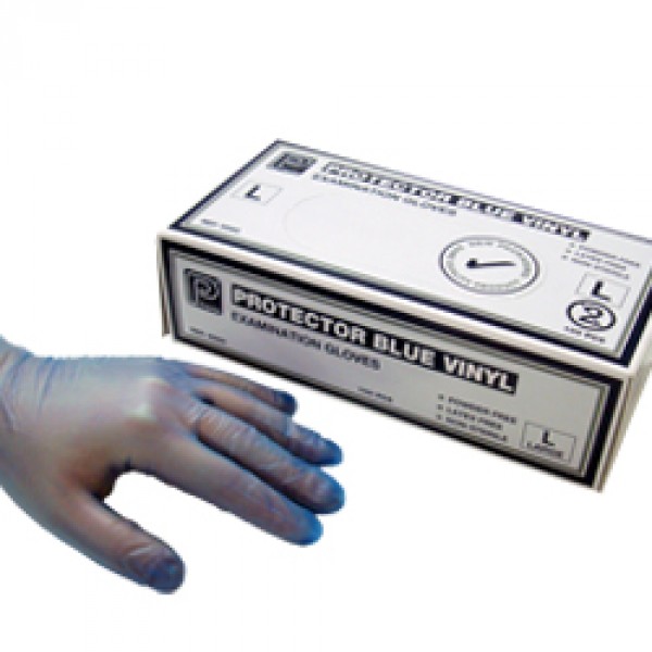 blue vinyl gloves