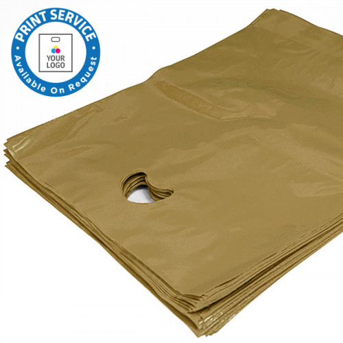 15x18in Gold Polythene Carrier Bags