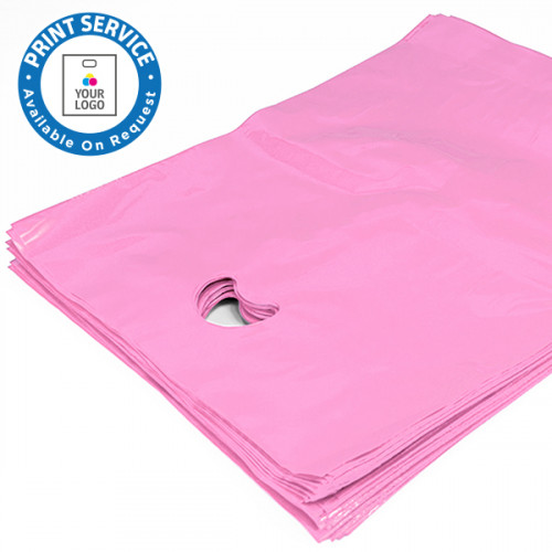15x18in Pink Polythene Carrier Bags