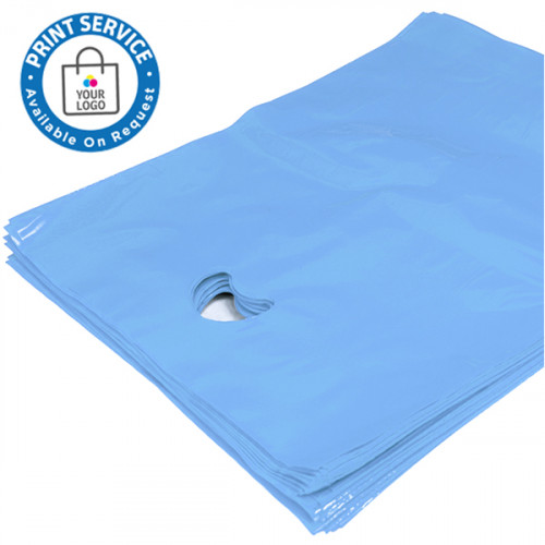 15x18in Sky Blue Polythene Carrier Bags