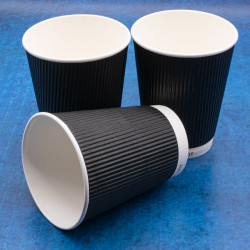 12oz Black Ripple Cups