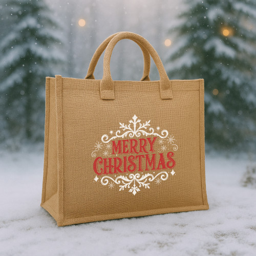 Merry Christmas Printed Jute Bags Merry Christmas Printed Jute Bags