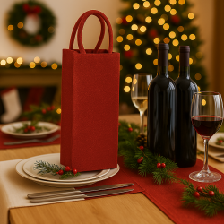 Red Shimmer Jute Bottle Bags