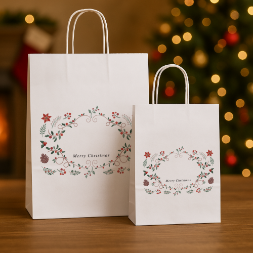 240mm Christmas Border Carrier Bags
