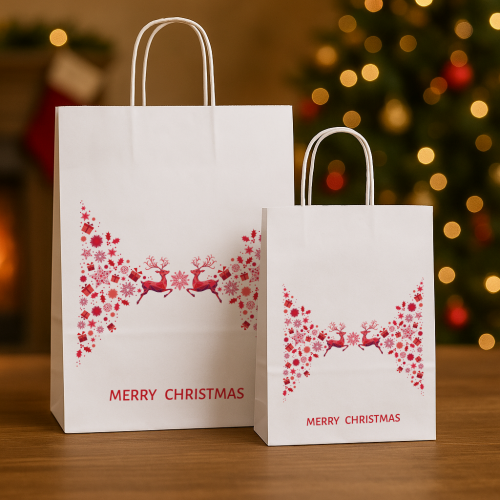 240mm Dancing Reindeer Christmas Carrier Bags