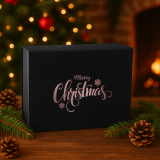 Merry Christmas Black Gift Box 160mm
