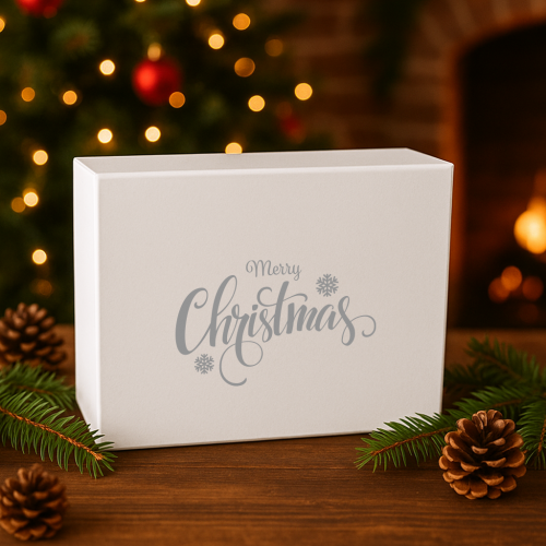 Merry Christmas White Gift Box 160mm