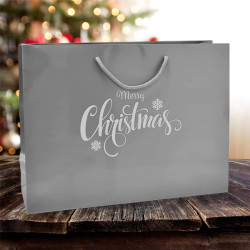Silver Merry Christmas Carrier Bags