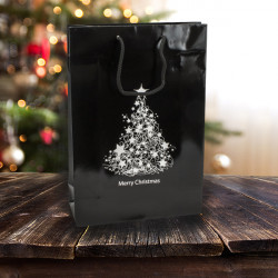 250mm Black Christmas Tree Paper Carrier Bags