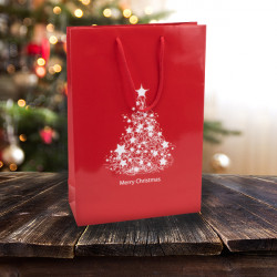 250mm Red Christmas Tree Paper Carrier Bags