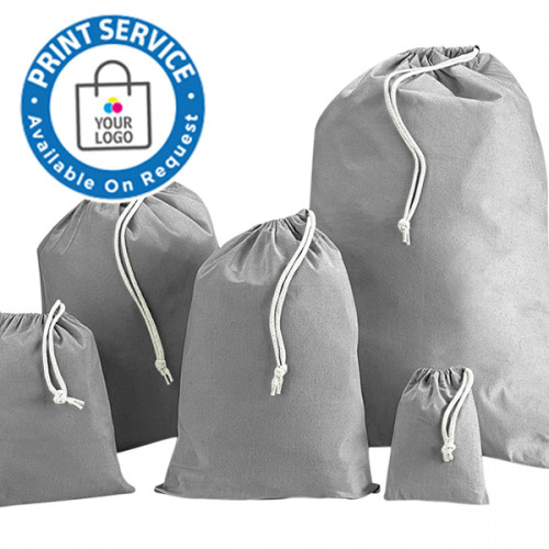 500mm Grey Cotton Drawstring Bags 