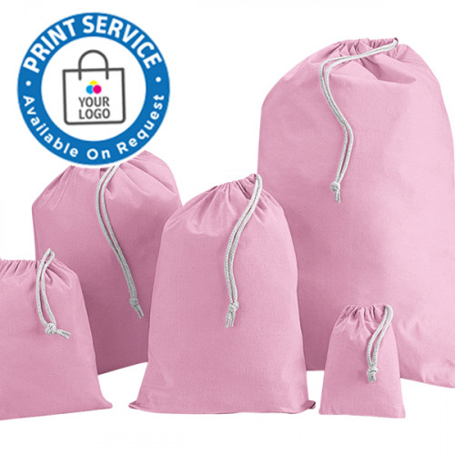 140mm Pink Cotton Drawstring Bags 
