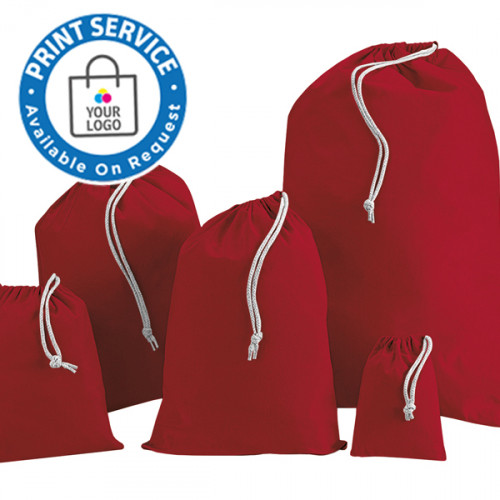 100mm Red Cotton Drawstring Bags 