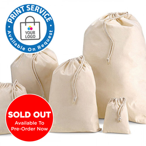140mm Natural Cotton Drawstring Bags