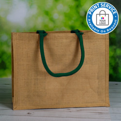 Jute Bags With Bottle Green Handles