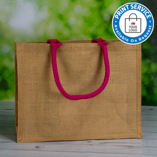 Jute Bags With Pink Handles
