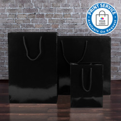 250mm Black Gloss Paper Carrier Bags