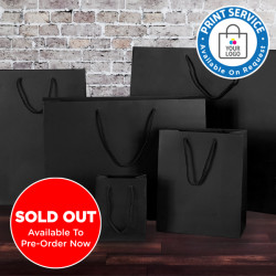 115mm Black Matt Laminated Paper Carrier Bags
