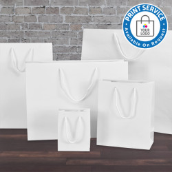 200mm White Matt Laminated Paper Carrier Bags