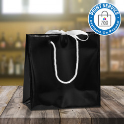 Large Black Ribbon Tie Laminated Carrier Bags