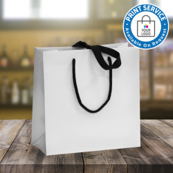 Small White Ribbon Tie Laminated Carrier Bags