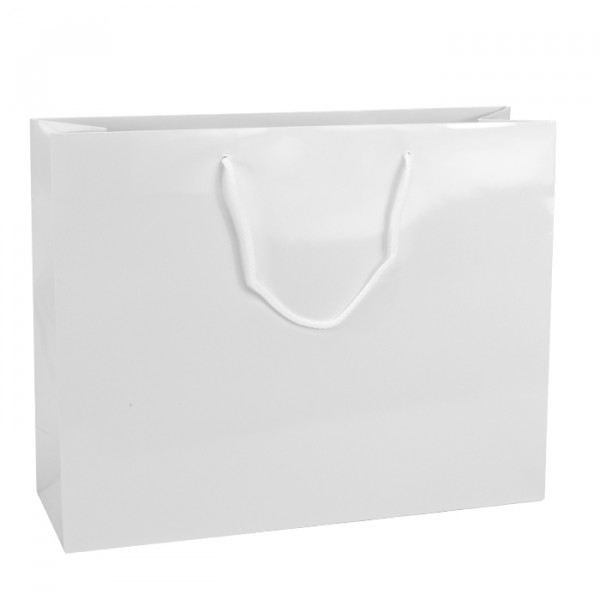 Large White Gloss Laminated Paper Carrier Bags in packs of 10 bags from