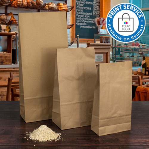 Brown Block Bottom Paper Bags 175x115x345mm 