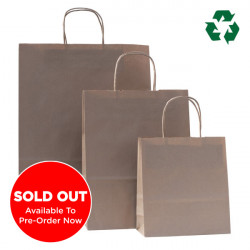 240mm Brown Eco Recycled Twisted Handle Paper Carrier Bags