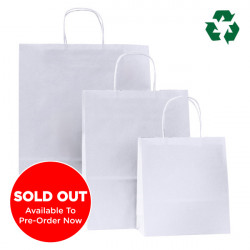240mm White Eco Recycled Twisted Handle Paper Carrier Bags 240mm White Eco Recycled Twisted Handle Paper Carrier Bags