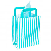 180mm Aqua Striped Paper Carrier Bags