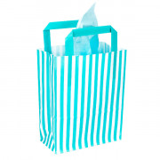 250mm Aqua Striped Paper Carrier Bags