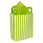 180mm Lime Striped Paper Carrier Bags