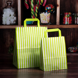 180mm Lime Striped Paper Carrier Bags