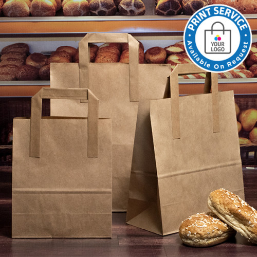 175mm Brown Paper Carrier Bags External Handles