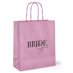 180mm Bride Squad Printed Carrier Bags - Pink
