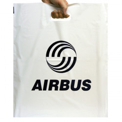 37.5x45cm White Patch Handle Printed Carrier Bags