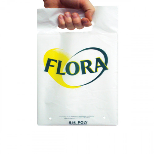 20x30cm White Printed Carrier Bags