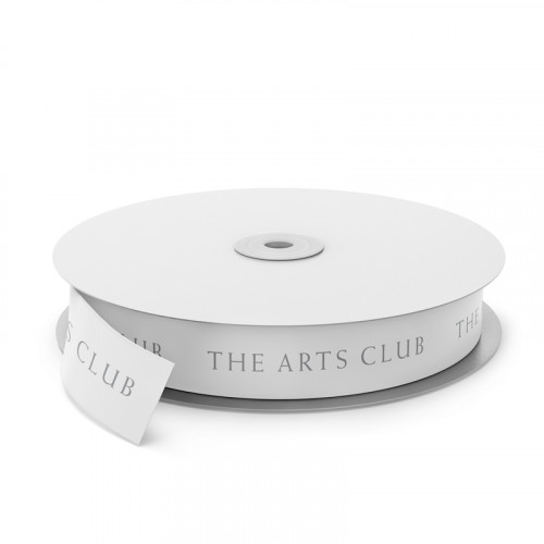 The Arts Club Printed Ribbon - White Printed Silver