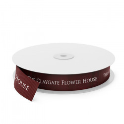 Claygate Flowers Printed Ribbon - Burgundy(0277)