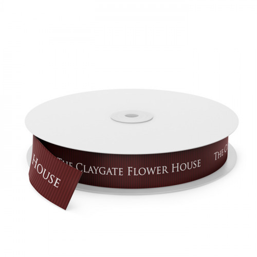 Claygate Flowers Printed Ribbon - Burgundy(0277)