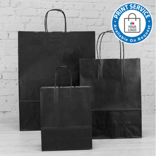320mm Black Twisted Handle Paper Carrier Bags