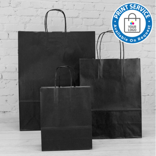 400mm Black Twisted Handle Paper Carrier Bags