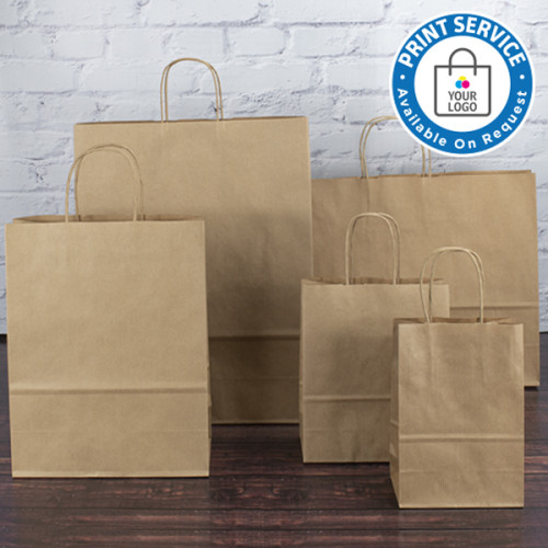 140mm Brown Twisted Handle Paper Carrier Bags