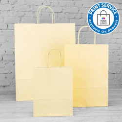 180mm Cream Twisted Handle Paper Carrier Bags