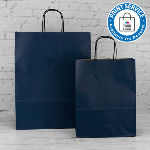 240mm Dark Blue Twisted Handle Paper Carrier Bags
